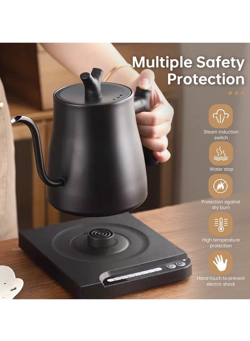 DSP Electric Gooseneck Kettle 1000ML 1000W Power with MultipleTemperature Settings Suitable for Hand Pour Kettle and Tea 304 Stainless Steel with Size 02 V60 Coffee Paper Filter White 20pcs for Home Office Restaurant - Image 3